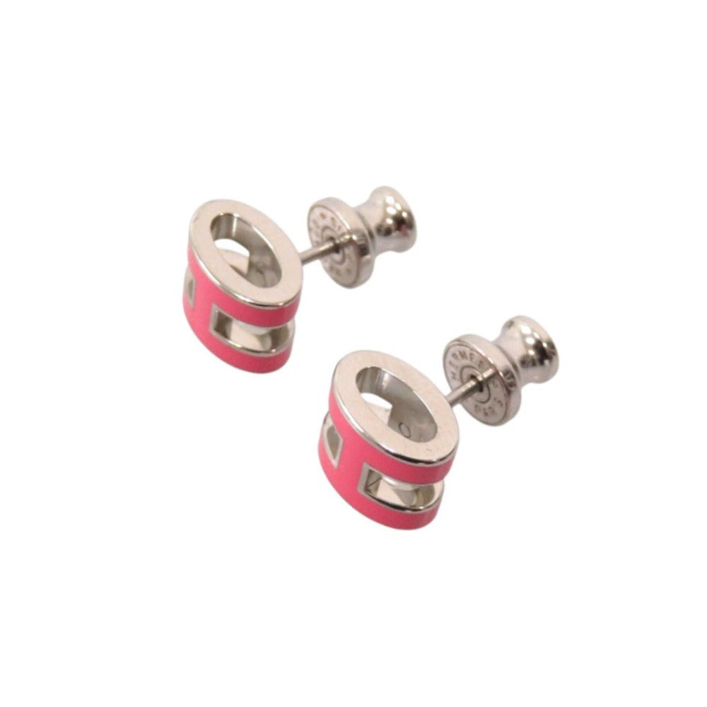 Hermès Pop H Pierced Earrings Pink Metal – Designed by Pierre Hardy, 2020s, 100% Authentic Pre-Owned