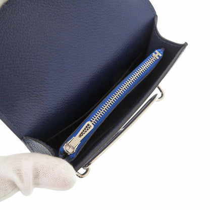 HERMÈS Lovis Mini Coin Case – Evercolor Leather in Blue Saphir (Circa 2020) – Pre-Owned, 100% Authentic (Genuine) 6L0441IP6R8