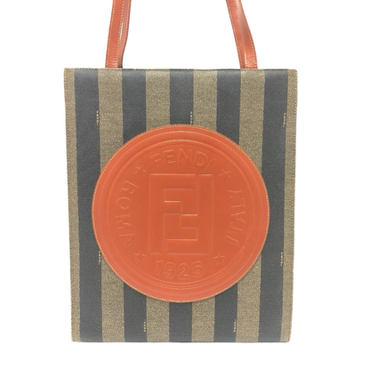 FENDI Tote Pecan Logo by Karl Lagerfeld 1980s Vintage 100% Authentic Pre-Owned AB ✨Very Good Vintage