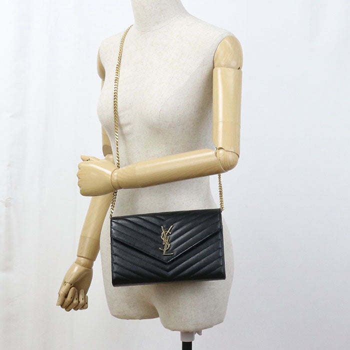 SAINT LAURENT – Cassandra Chain Wallet by Anthony Vaccarello 2018–2019 100% Authentic A Rank ✨ Excellent Pre-Owned