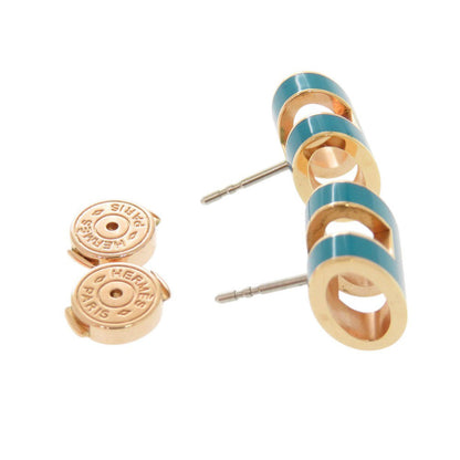 HERMÈS Pop H Earrings Blue Metal 100% Authentic Pre Owned