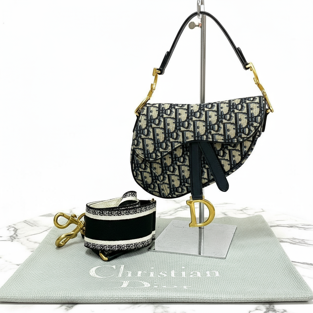 Christian Dior Oblique Saddle Bag (Reissue)
Leather, Canvas Navy Trotter Patern Oblique