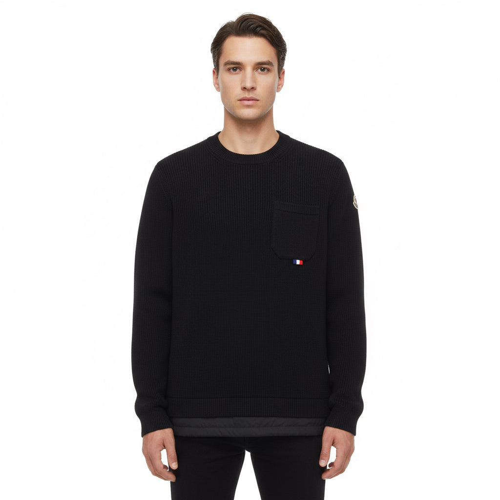 MONCLER – Knit Sweater – MAGLIONE – Black Wool – Size S