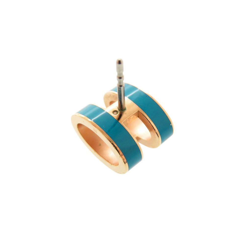HERMÈS Pop H Earrings Blue Metal 100% Authentic Pre Owned