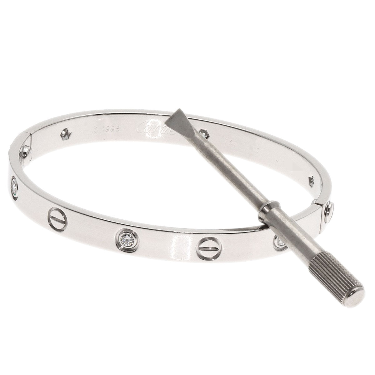 Cartier Love Bracelet Half Diamond #17 with Driver – 18K White Gold –