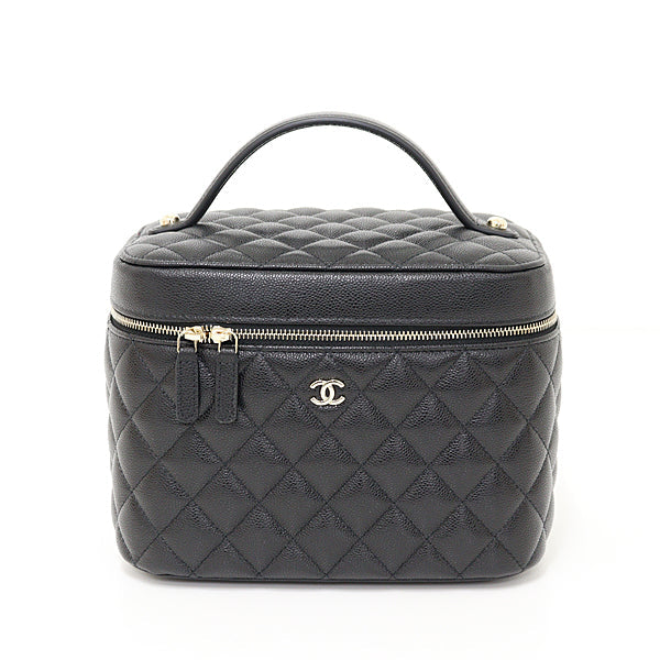 CHANEL – Timeless Classic Vanity Bag & Matte Black Caviar Skin with Brass Hardware
