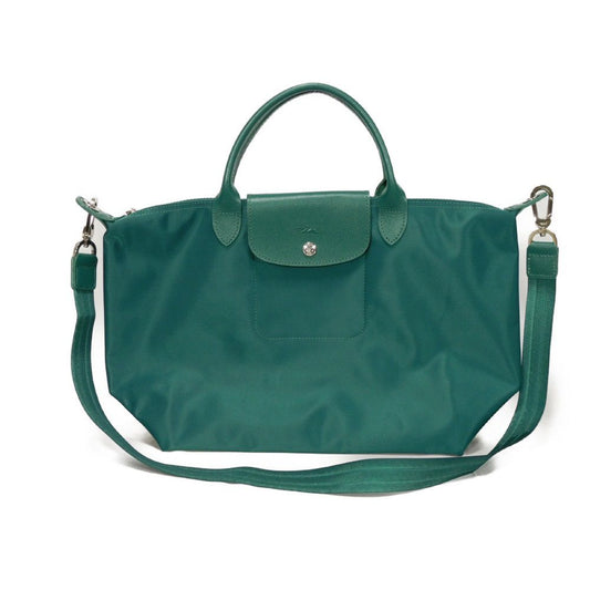 LONGCHAMP – Le Pliage Energy L Top Handle – Recycled Canvas Emerald – 100% Authentic ✨Very Good Pre-Owned Condition