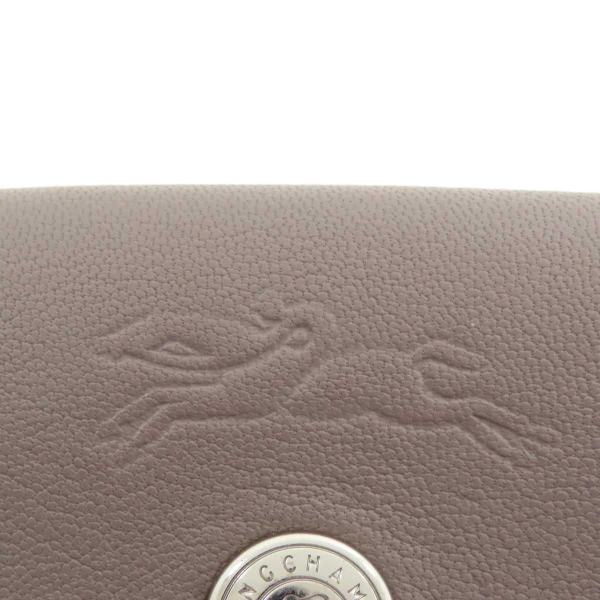 Longchamp Classic Leather Logo Line (2000s Collection) Leather Gray – 100% Authentic ✨Excellent Pre-Owned