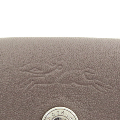 Longchamp Classic Leather Logo Line (2000s Collection) Leather Gray – 100% Authentic ✨Excellent Pre-Owned