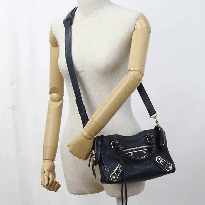 BALENCIAGA – Classic Navy Leather 2WAY Handbag