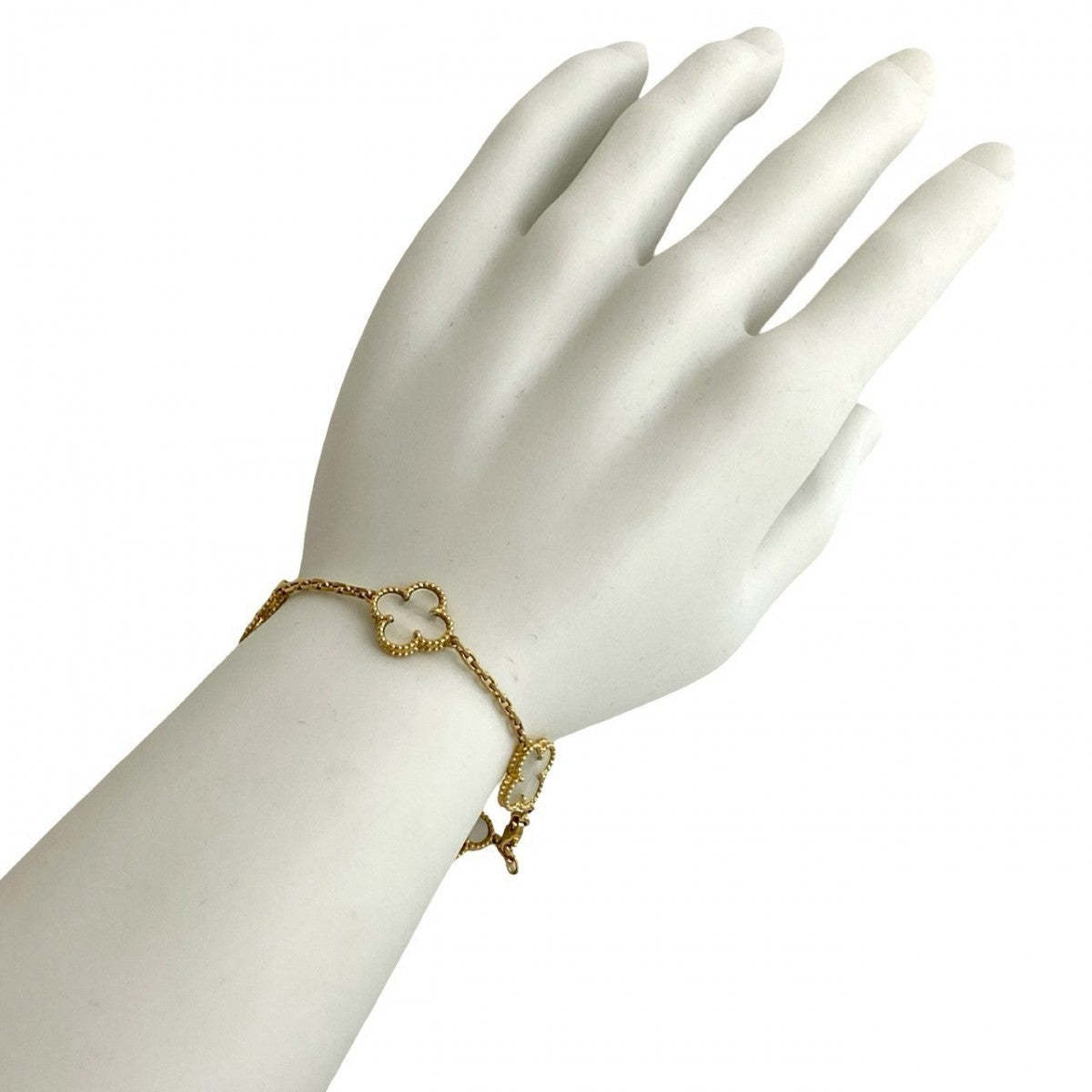 VAN CLEEF & ARPELS – Vintage Alhambra Bracelet – 18K Yellow Gold & White Mother-of-Pearl – Introduced 1968 – 100% Authentic Pre-Owned AB Rank ✨ Gently Used