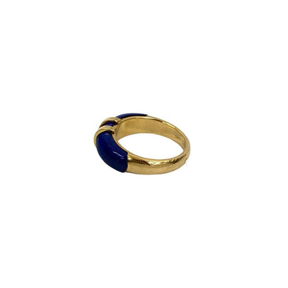 HERMÈS – H Logo Motif Ring – 18K Yellow Gold & Lapis Lazuli – Women – 100% Authentic Pre-Owned – AB Rank ✨ Excellent
