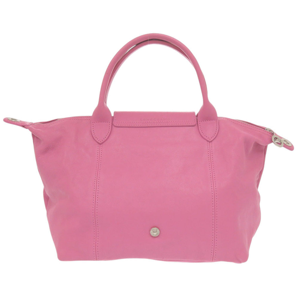LONGCHAMP – Le Pliage Cuir 2-Way Folding Handbag – Pink Leather – 100% Authentic ✨Excellent Pre-Owned
