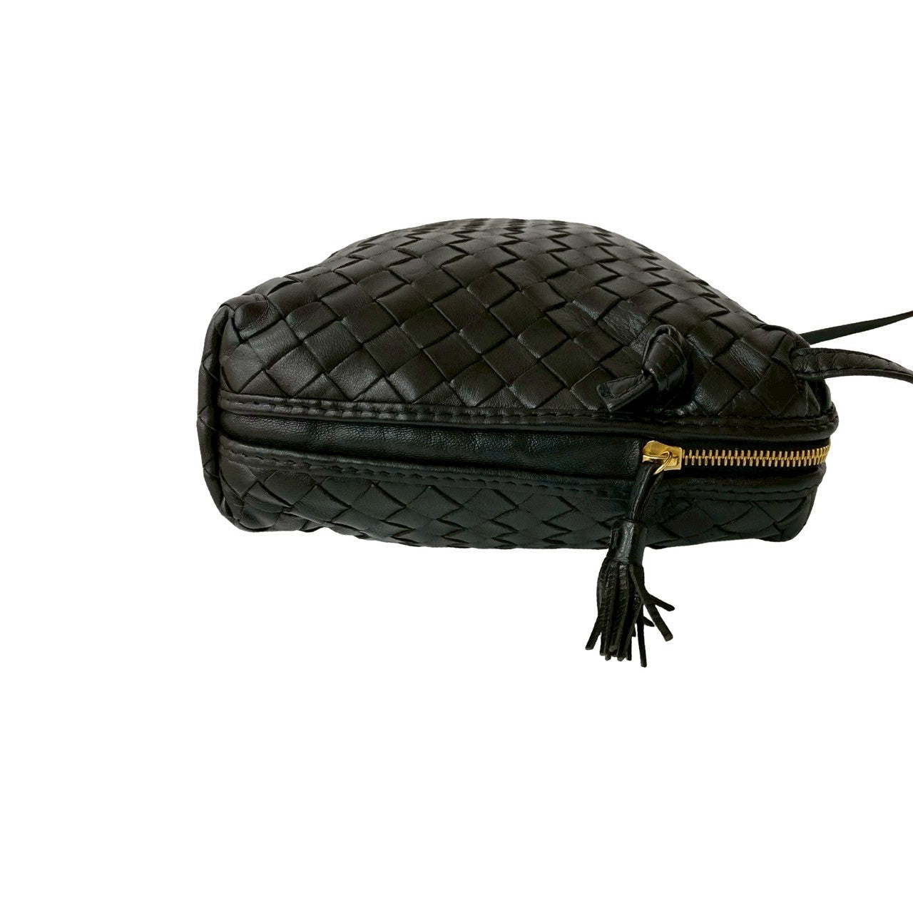 BOTTEGA VENETA – Intrecciato Shoulder Bag – Black Leather