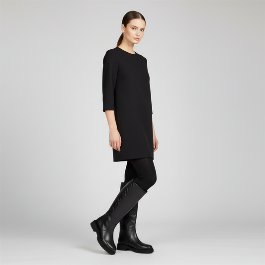 FENDI – Zucca Embossed FF Motif Long Boots – Black Leather – Size 37 –