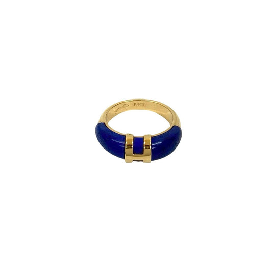 HERMÈS – H Logo Motif Ring – 18K Yellow Gold & Lapis Lazuli – Women – 100% Authentic Pre-Owned – AB Rank ✨ Excellent