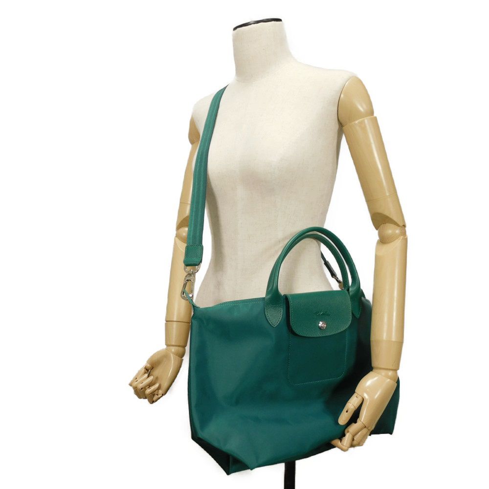 LONGCHAMP – Le Pliage Energy L Top Handle – Recycled Canvas Emerald – 100% Authentic ✨Very Good Pre-Owned Condition
