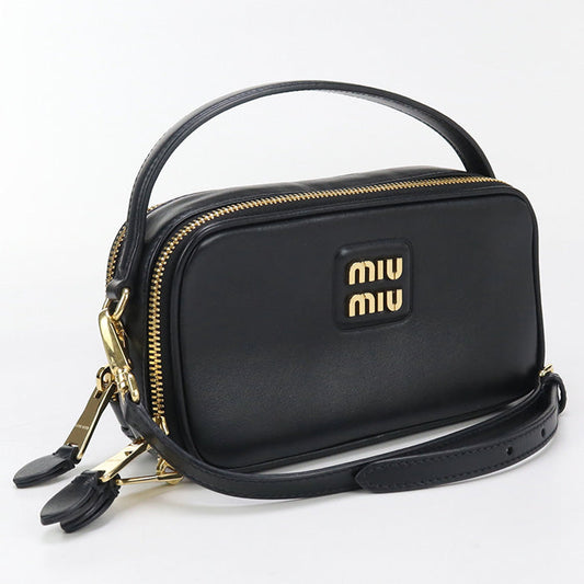 MIU MIU  – 2-Way Handbag / Diagonal Shoulder Bag – Black Leather – Gold Hardware – Italy – 100% Authentic Pre-Owned ✨ Gently used