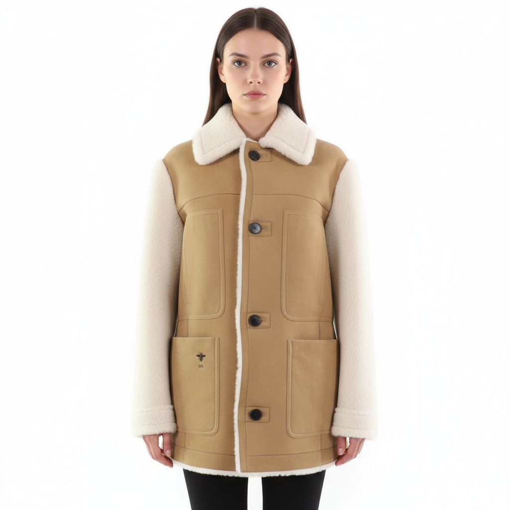 Christian Dior – Mouton Jacket – Beige Lambskin Shearling –