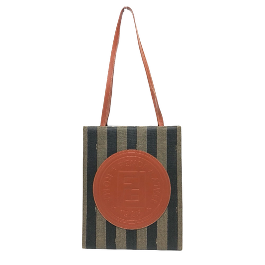 FENDI Tote Pecan Logo by Karl Lagerfeld 1980s Vintage 100% Authentic Pre-Owned AB ✨Very Good Vintage