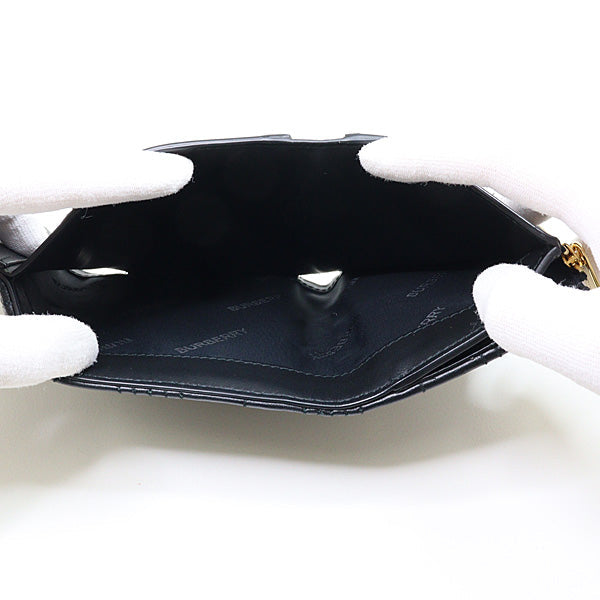 BURBERRY – Compact Tri-Fold Wallet – Black Leather