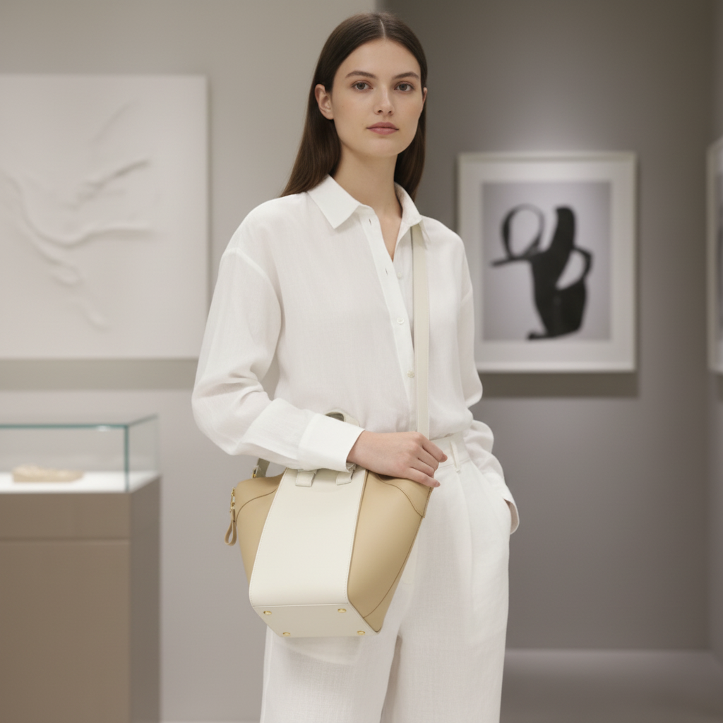 Loewe Hammock Small Leather 2-Way Shoulder Bag Soft White Paper Craft – Great Condition