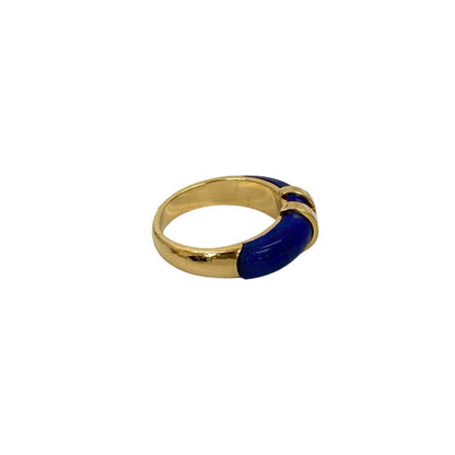 HERMÈS – H Logo Motif Ring – 18K Yellow Gold & Lapis Lazuli – Women – 100% Authentic Pre-Owned – AB Rank ✨ Excellent