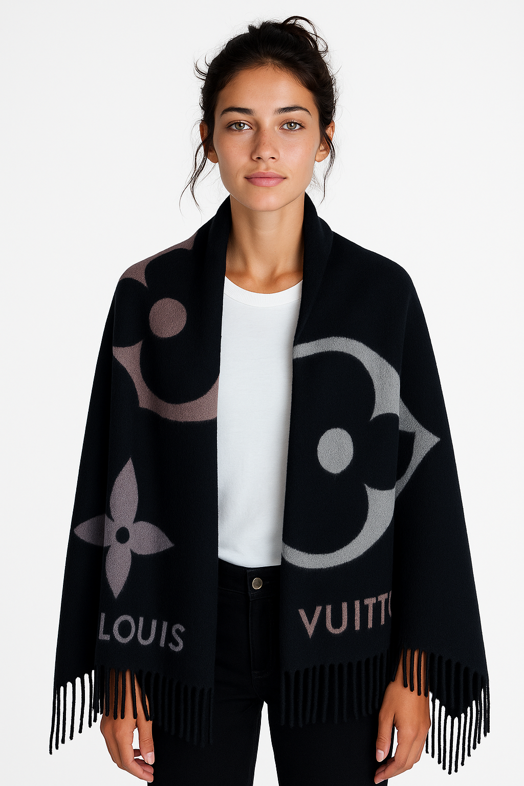 LOUIS VUITTON – Echarpe “The Ultimate Muffler” Scarf – Noir Cashmere/Wool
