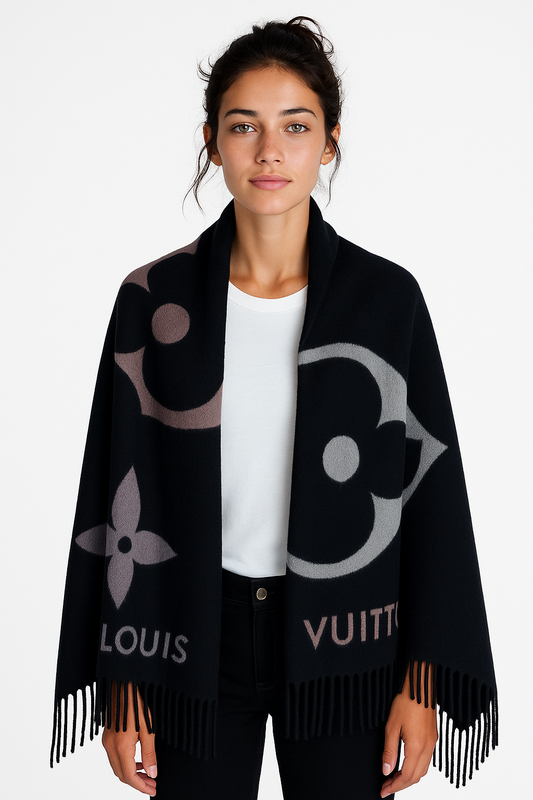 LOUIS VUITTON – Echarpe “The Ultimate Muffler” Scarf – Noir Cashmere/Wool