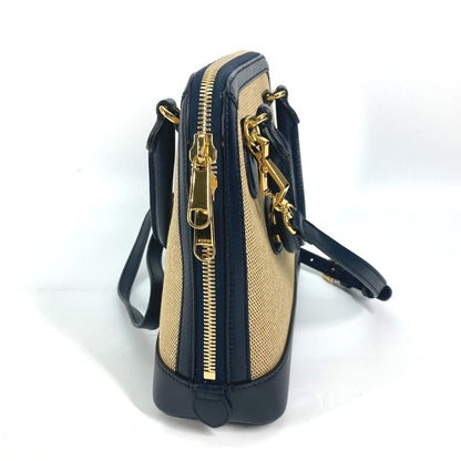 GUCCI Horsebit 1955 Small Top Handle in Beige & Dark Navy Canvas Leather – 2023 Alessandro Michele – 100% Authentic Pre-Owned ✨Like New