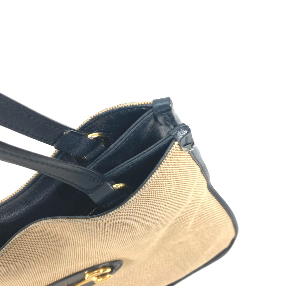 GUCCI 1955 Horsebit Tote Bag – Beige x Navy – Canvas & Leather Limited 100% Authentic Pre-Owned ✨Very Good Vintage Condition