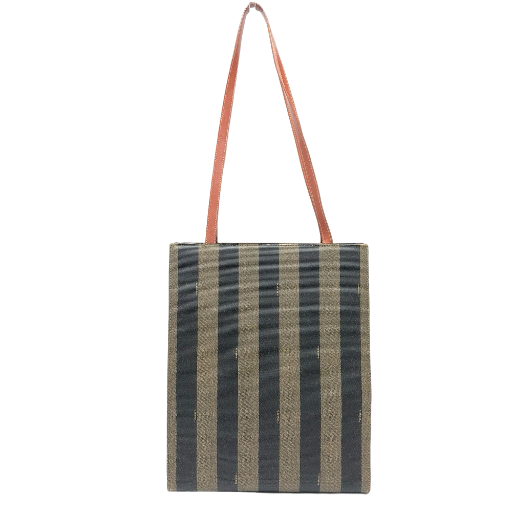 FENDI Tote Pecan Logo by Karl Lagerfeld 1980s Vintage 100% Authentic Pre-Owned AB ✨Very Good Vintage