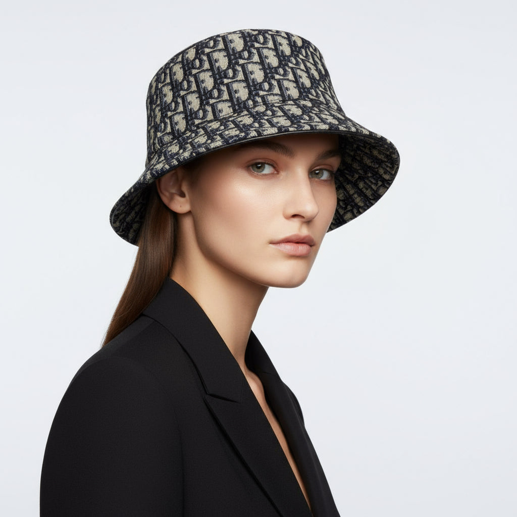 Dior Trotter Pattern Hat in Navy 100u% Authentic