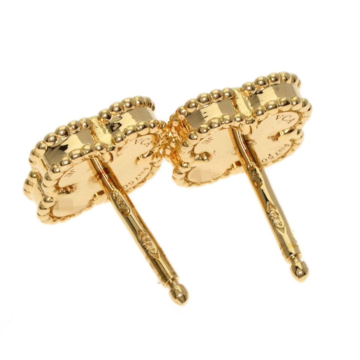 VAN CLEEF & ARPELS Sweet Alhambra Onyx Pierced Earrings 18K Yellow Gold  100% Authentic Pre-Owned Rank✨ Excellent