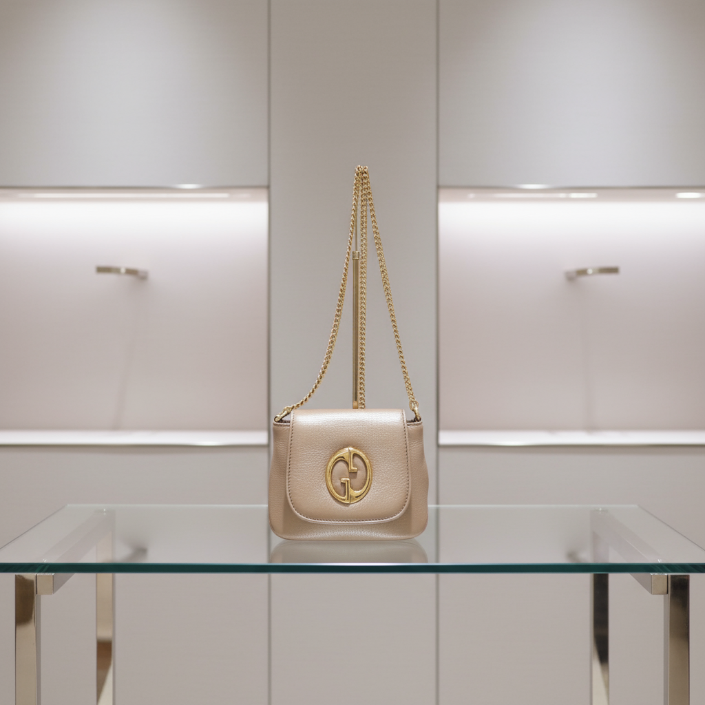 GUCCI – Chain Shoulder Bag – Gold Leather