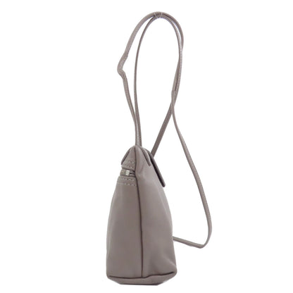 Longchamp Classic Leather Logo Line (2000s Collection) Leather Gray – 100% Authentic ✨Excellent Pre-Owned