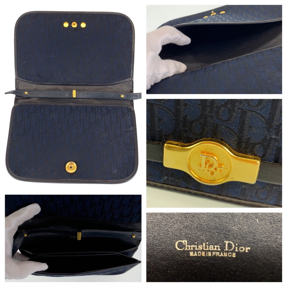 Christian Dior Trotter Canvas navy Gold