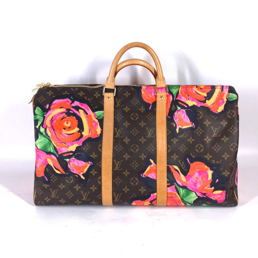 LOUIS VUITTON Keepall 50 Boston Duffel Bag – Limited Edition Monogram Rose by Stephen Sprouse – Pre-Owned, 100% authentic AB Rank ✨Excellent Pre-Owned