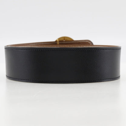 HERMÈS Boxcalf & Courchevel Belt with Horse Medallion Buckle 100% Authentic ✨Excellent Pre-Owned
