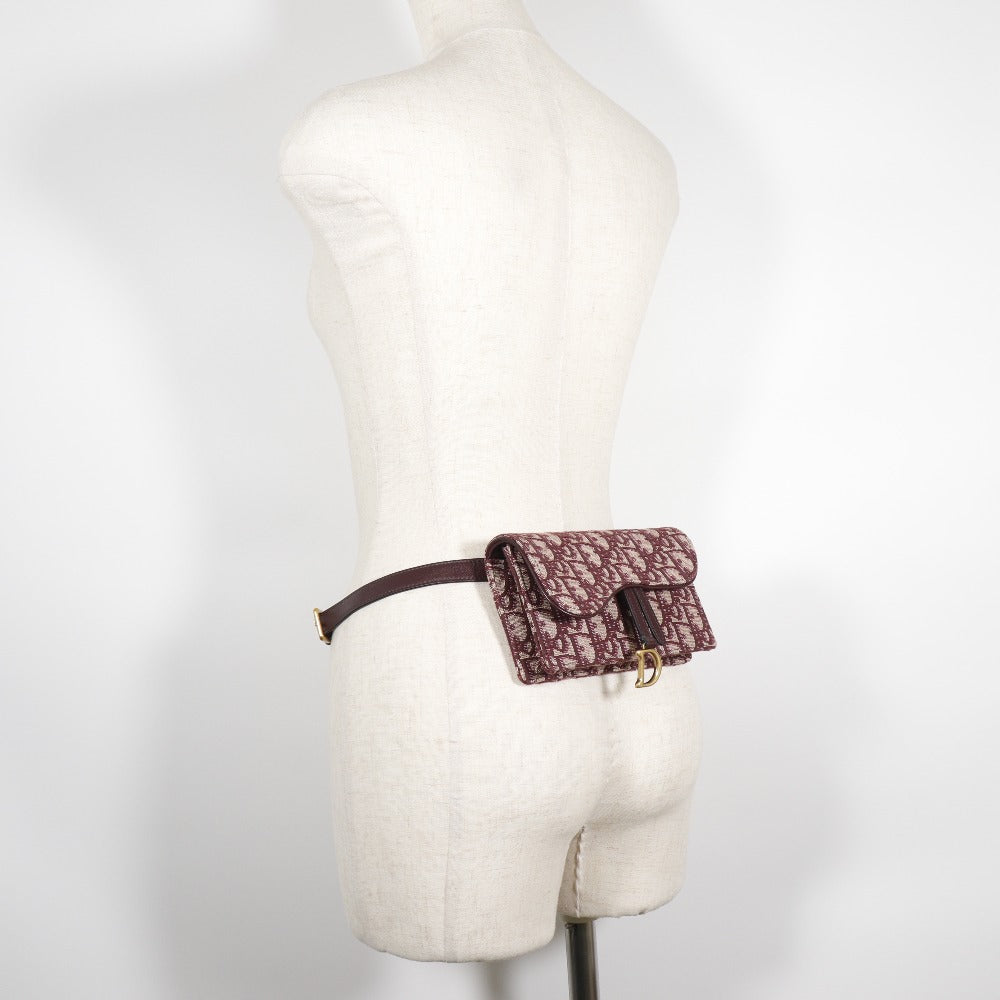 Christian Dior Waist bag canvas Bordeaux 2-way clutch Trotter saddle Used 100% Authentic ✨Excellent Pre Owned
