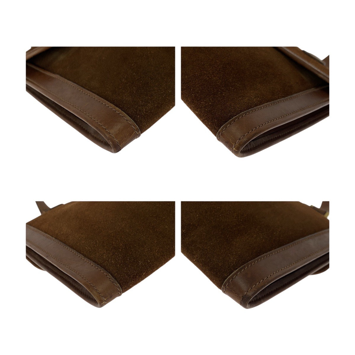 GUCCI              Vintage Pochette Brown Suede with Gold Metal Trim Old Gucci Line