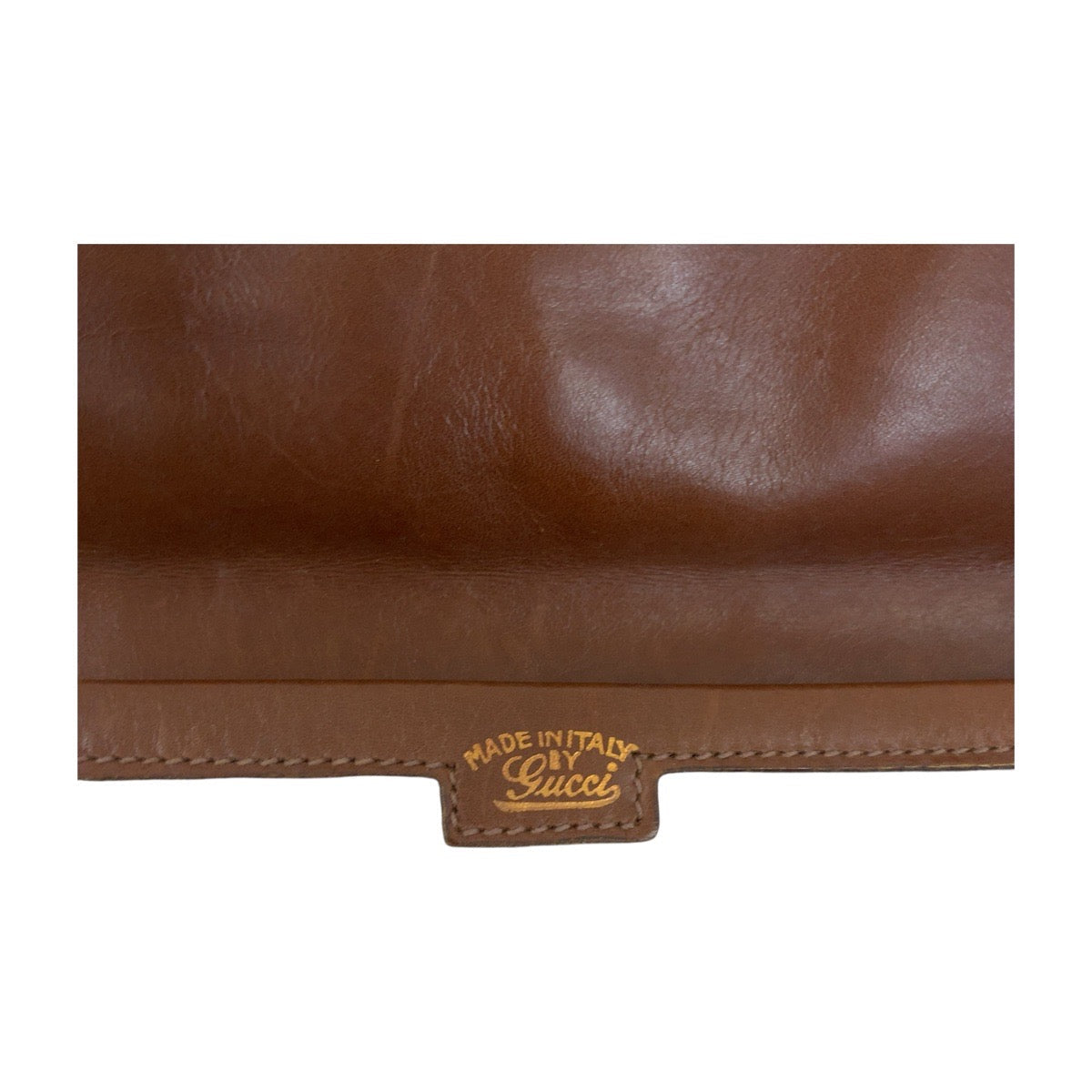 GUCCI              Vintage Pochette Brown Suede with Gold Metal Trim Old Gucci Line