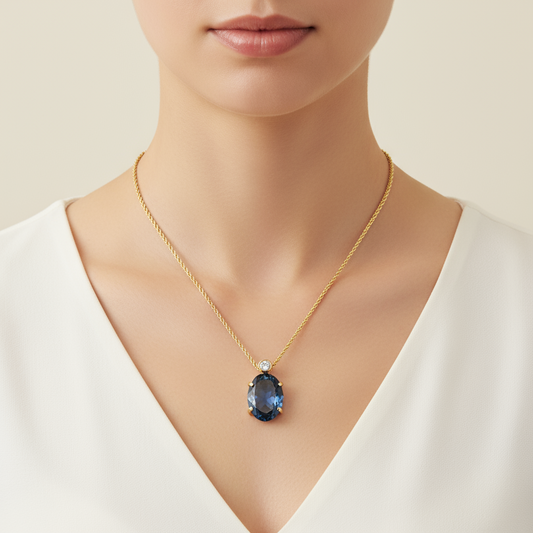 CHRISTIAN DIOR – Blue Swarovski Crystal Necklace –
