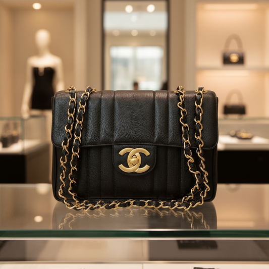 CHANEL – Shoulder Bag – Mademoiselle Line – Matt Caviar Skin