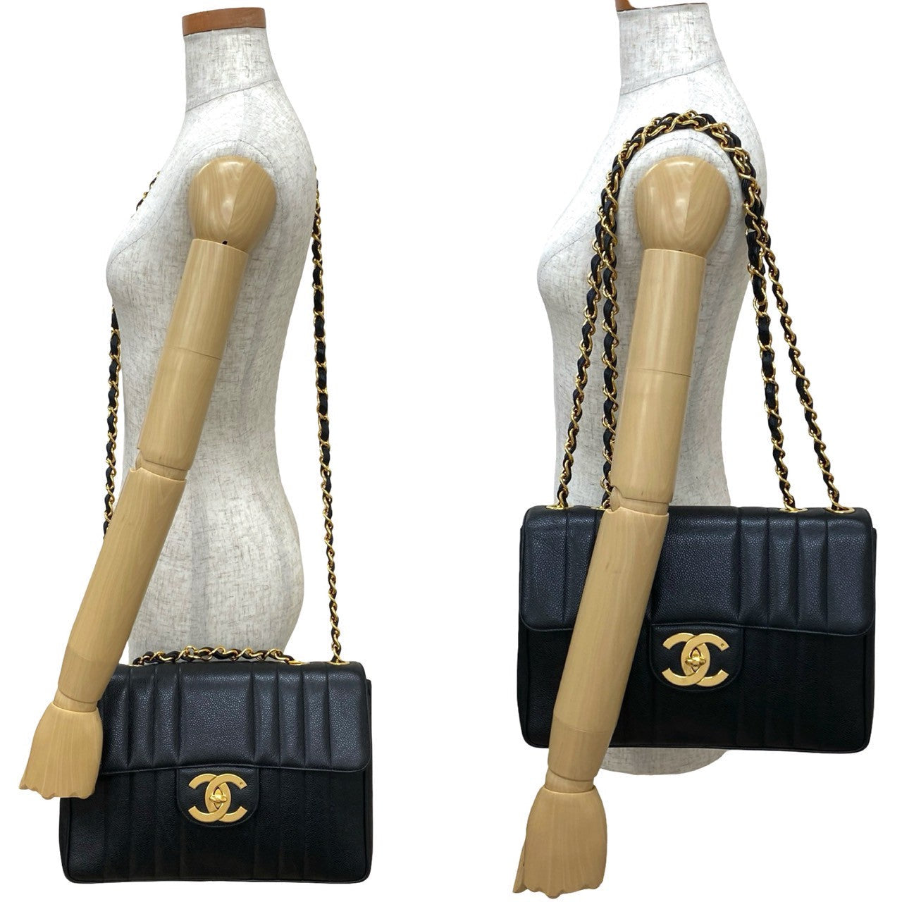 CHANEL – Shoulder Bag – Mademoiselle Line – Matt Caviar Skin