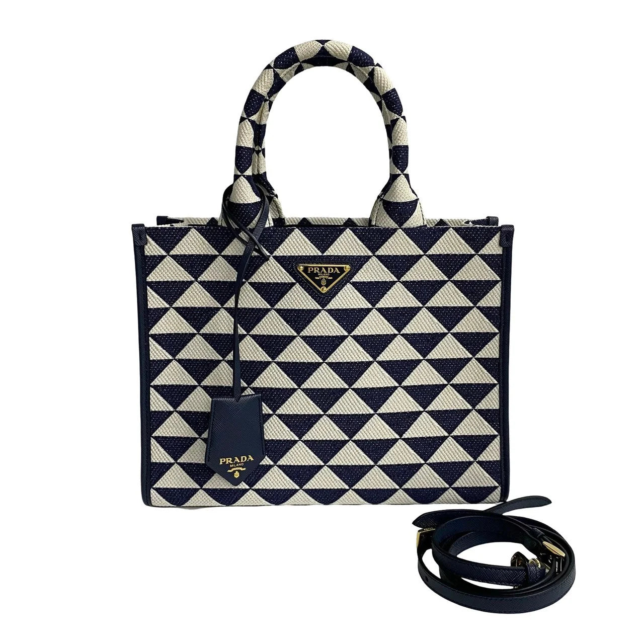 PRADA – Symbol Embroidery Fabric Handbag – Miuccia Prada–                       100% Authentic Pre-Owned ✨Excellent, like-ne