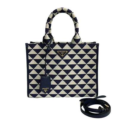 PRADA – Symbol Embroidery Fabric Handbag – Miuccia Prada–                       100% Authentic Pre-Owned ✨Excellent, like-ne