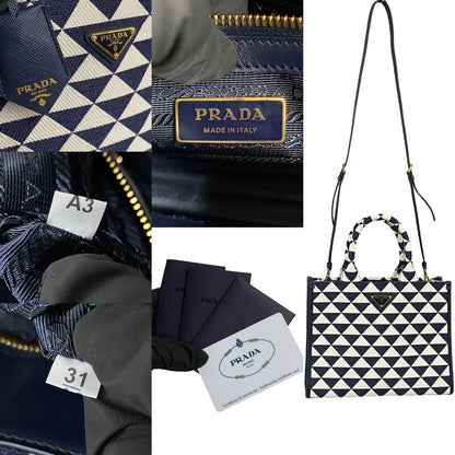 PRADA – Symbol Embroidery Fabric Handbag – Miuccia Prada–                       100% Authentic Pre-Owned ✨Excellent, like-ne