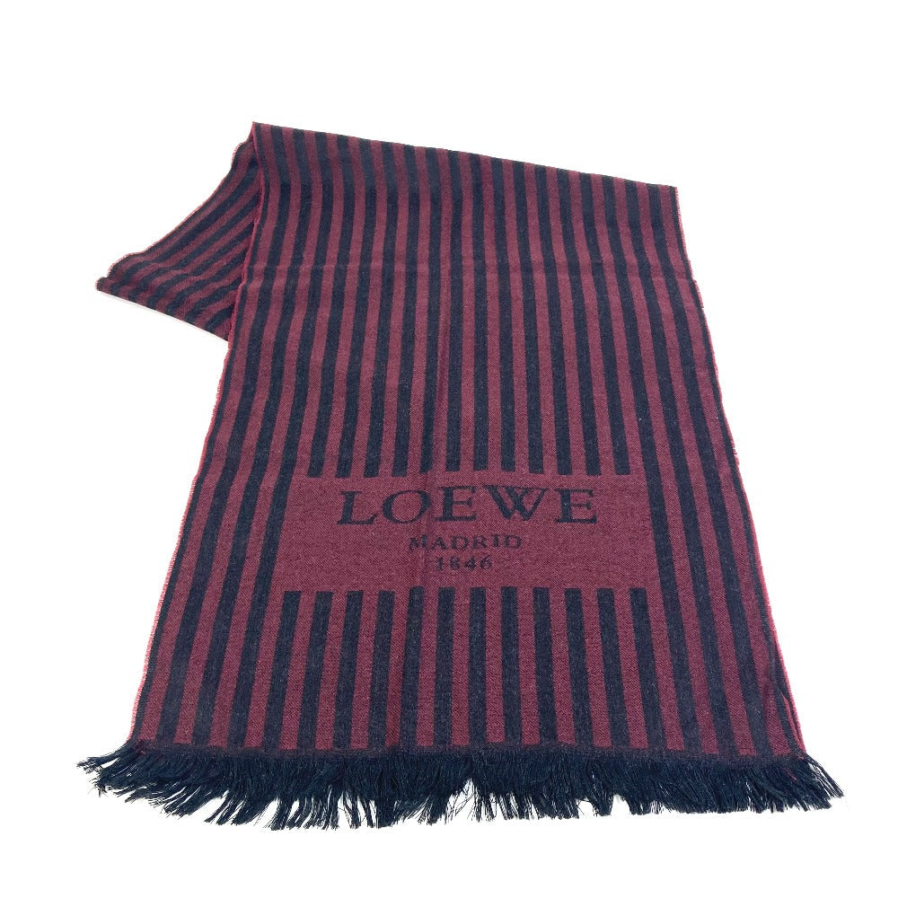 LOEWE – Wool Stall / Scarf – Wine Red × Black Stripe –