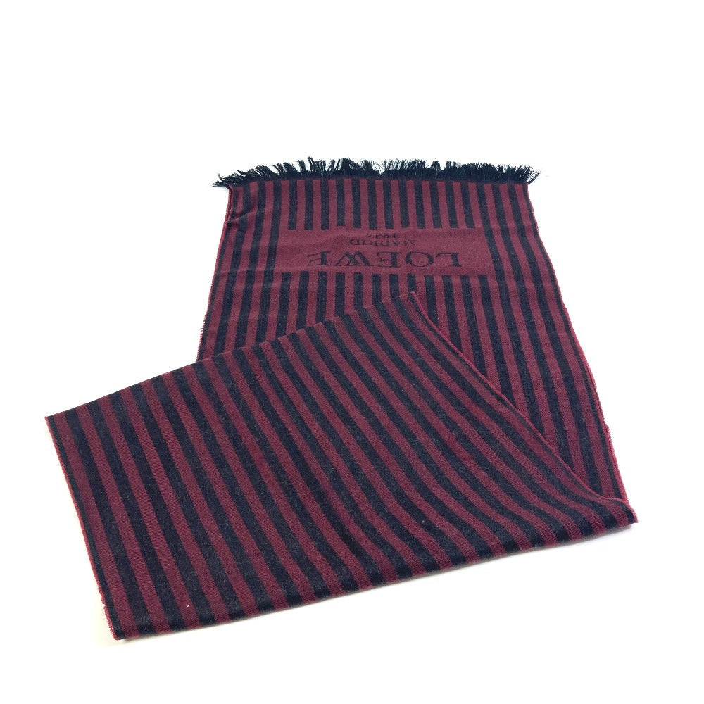 LOEWE – Wool Stall / Scarf – Wine Red × Black Stripe –